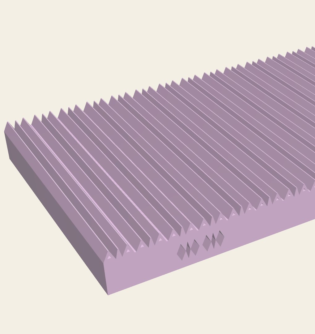 Conceptual rendering of a directional ridged mould geometry for the mattress core